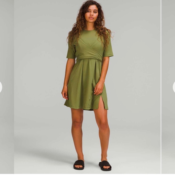 Lululemon Cotton Wrap-Front T-Shirt Dress, Size 8 - Picture 2 of 6
